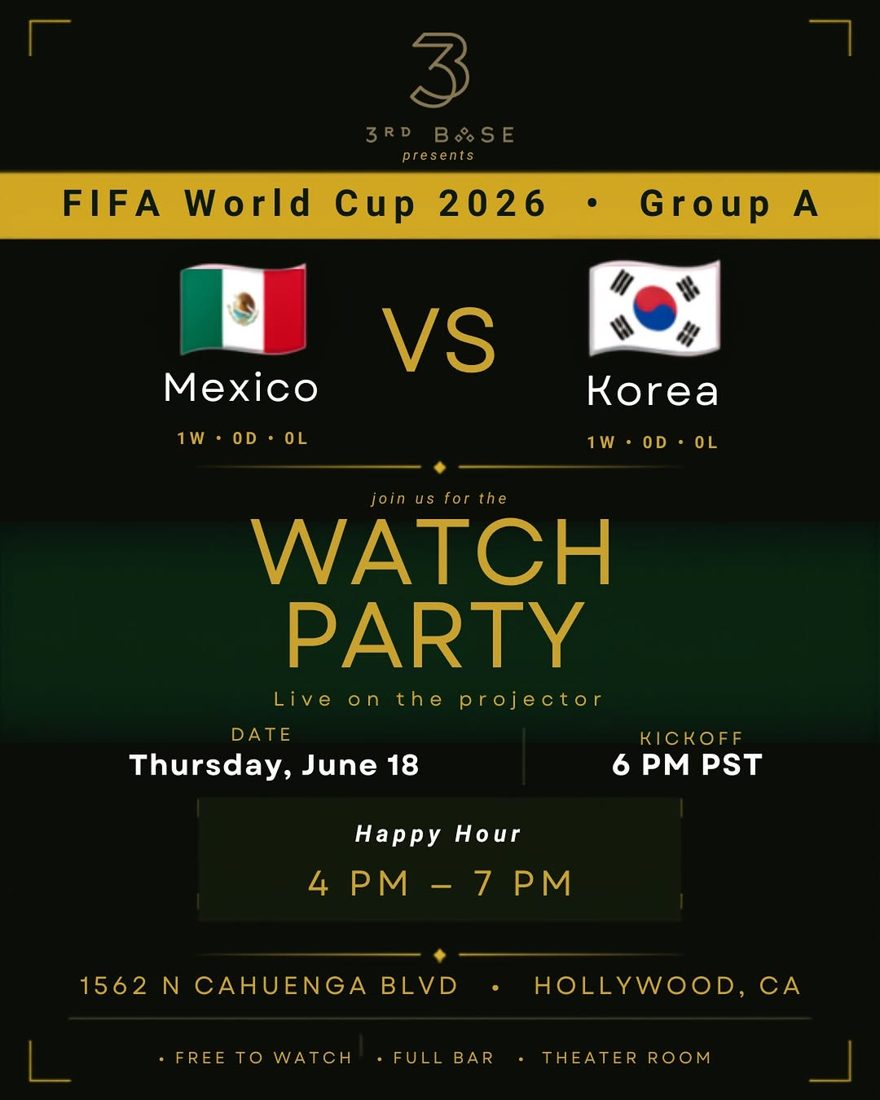 3rd Base Mexico vs Korea World Cup watch party flyer